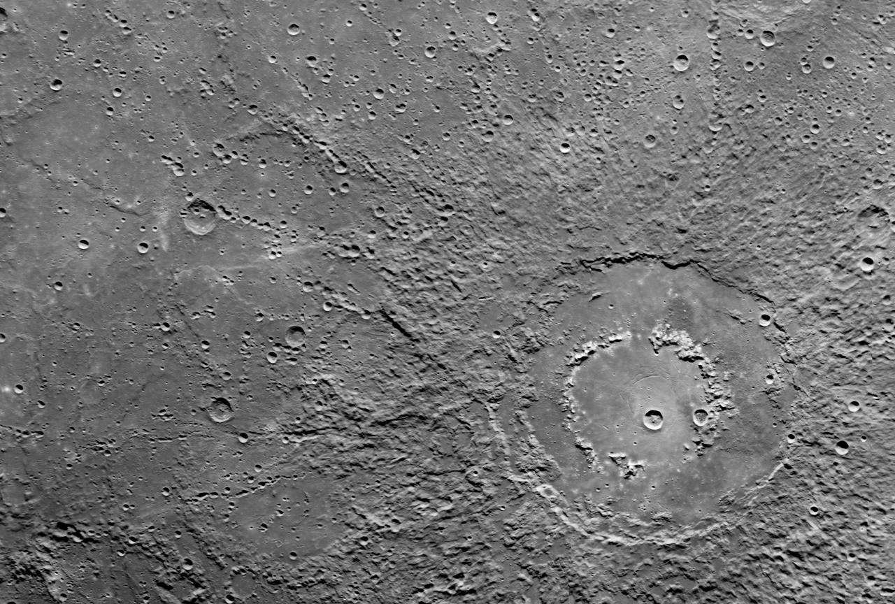 This scene was imaged by NASA MESSENGER spacecraft Narrow Angle Camera NAC on the Mercury Dual Imaging System MDIS during the spacecraft flyby of Mercury on January 14, 2008.