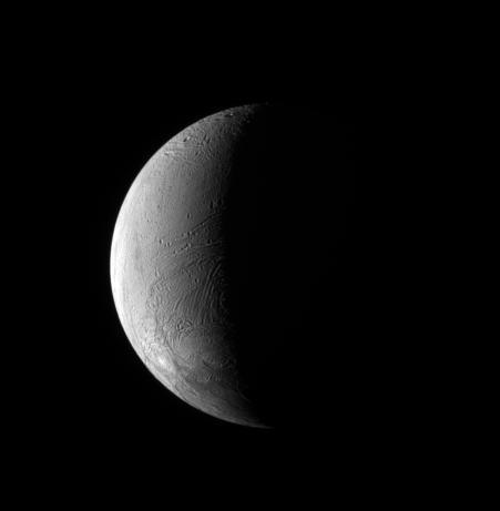 NASA image: Crescent Enceladus