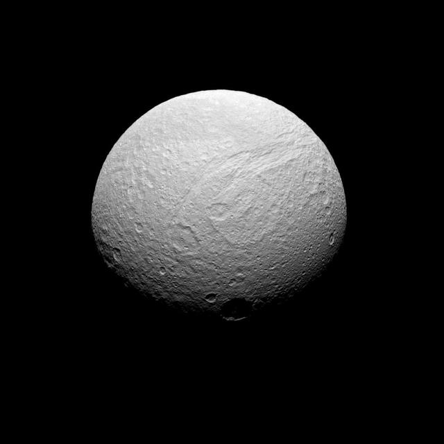 NASA image: Southern Face of Tethys