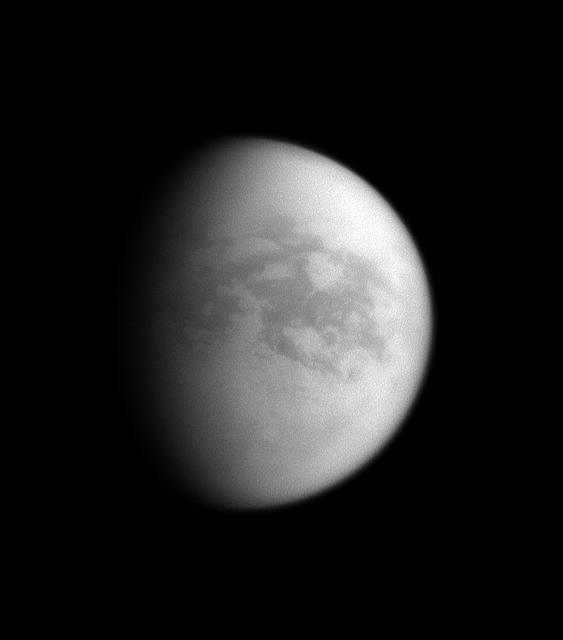 Saturn View of Titan Trailing Hemisphere
