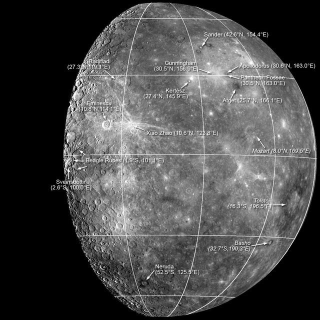 NASA image: New Names for Features on Mercury