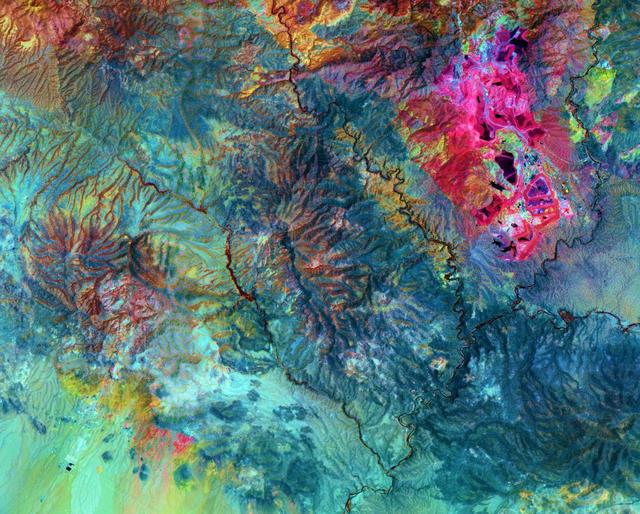 This image from NASA Terra satellite shows the Morenci open-pit copper mine in southeast Arizona, North America leading producer of copper.