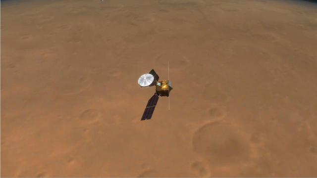 This artist animation illustrates how NASA Mars Reconnaissance Orbiter used radar to map the insides of the north polar ice cap on Mars.