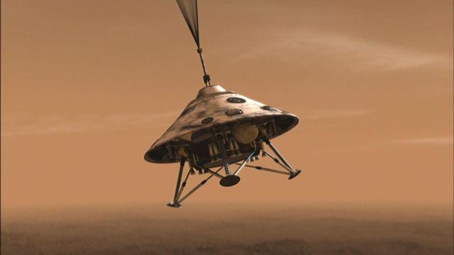 During the first 25 seconds after NASA Phoenix Mars Lander deploys its parachute, the spacecraft will jettison its heat shield and extend its three legs. 