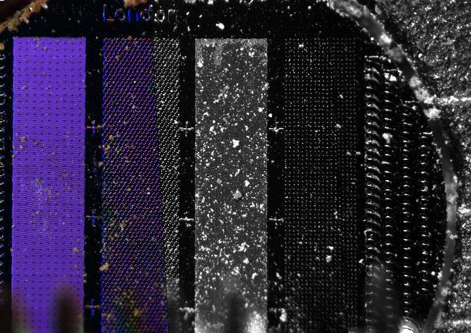 Microscopic View of Soil on a Micromachined Silicone Substrate