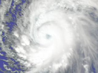 Supertyphoon Pongsona isotherms as it hit the island of Guam, December of 2002, from the Atmospheric Infrared Sounder AIRS on NASA Aqua satellite.
