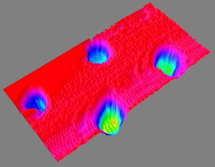 3-D Color Digital Elevation Map of AFM Sample