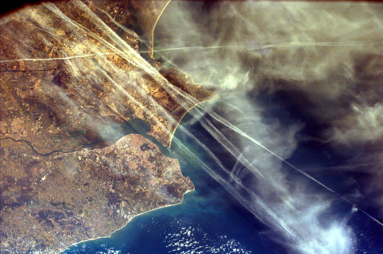 This image from NASA EarthKAM shows Lisbon, the capital of Portugal. The superb natural harbor at Lisbon is a commercially important European port handling much of the import-export traffic for Portugal and Spain.