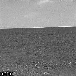 This images from a sequence of images that combines 32 images of clouds moving eastward across a Martian horizon. The Surface Stereo Imager on NASA Phoenix Mars Lander took this set of images on Sept. 18, 2008,