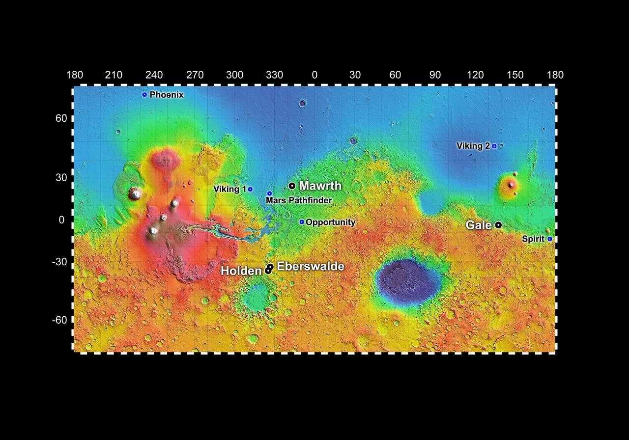Out of more than 30 sites considered as possible landing targets for NASA Mars Science Laboratory mission, by November 2008 four of the most intriguing places on Mars rose to the final round of the site-selection process.