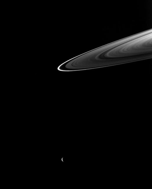 NASA image: Rhea and Rings