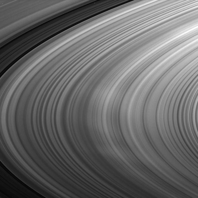 NASA Cassini spacecraft captured Saturn B ring showing off bright spokes in the middle of this image taken at high phase in visible light with the narrow-angle camera.