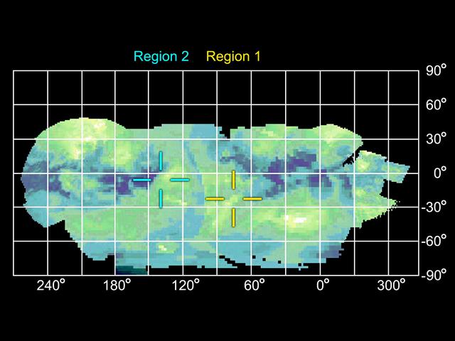 NASA image: Infrared Map of Titan Active Regions