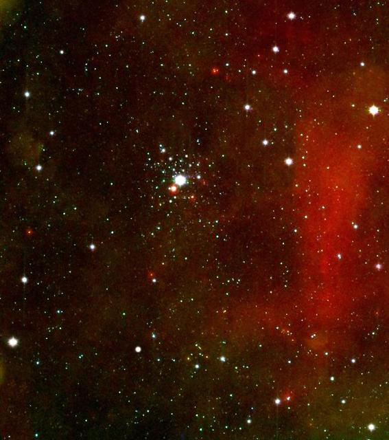 This photograph from NASA Spitzer Space Telescope shows the young star cluster NGC 2362. By studying it, astronomers found that gas giant planet formation happens very rapidly and efficiently, within less than 5 million years.