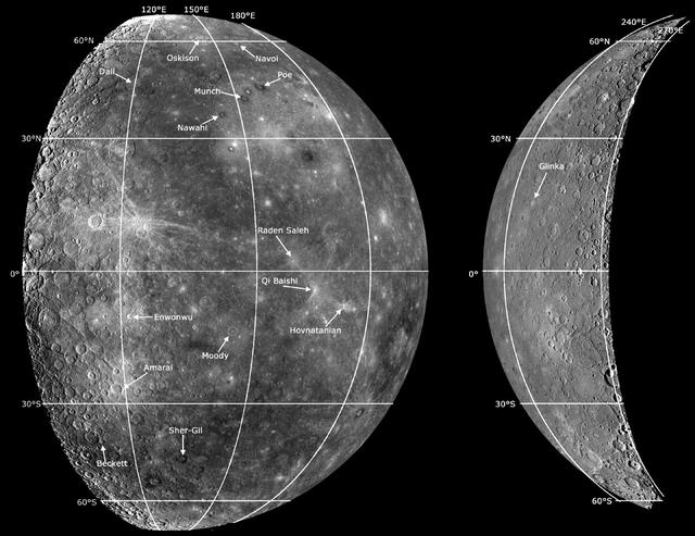 NASA image: New Names for a Second Set of Craters on Mercury