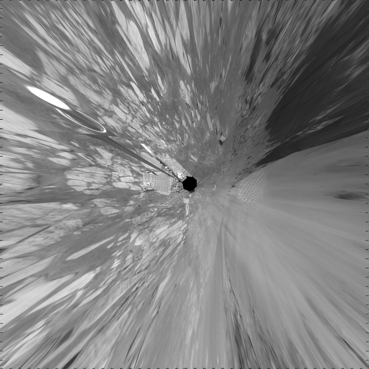 Opportunity View During Exploration in Duck Bay, Sols 1506-1510 Vertical