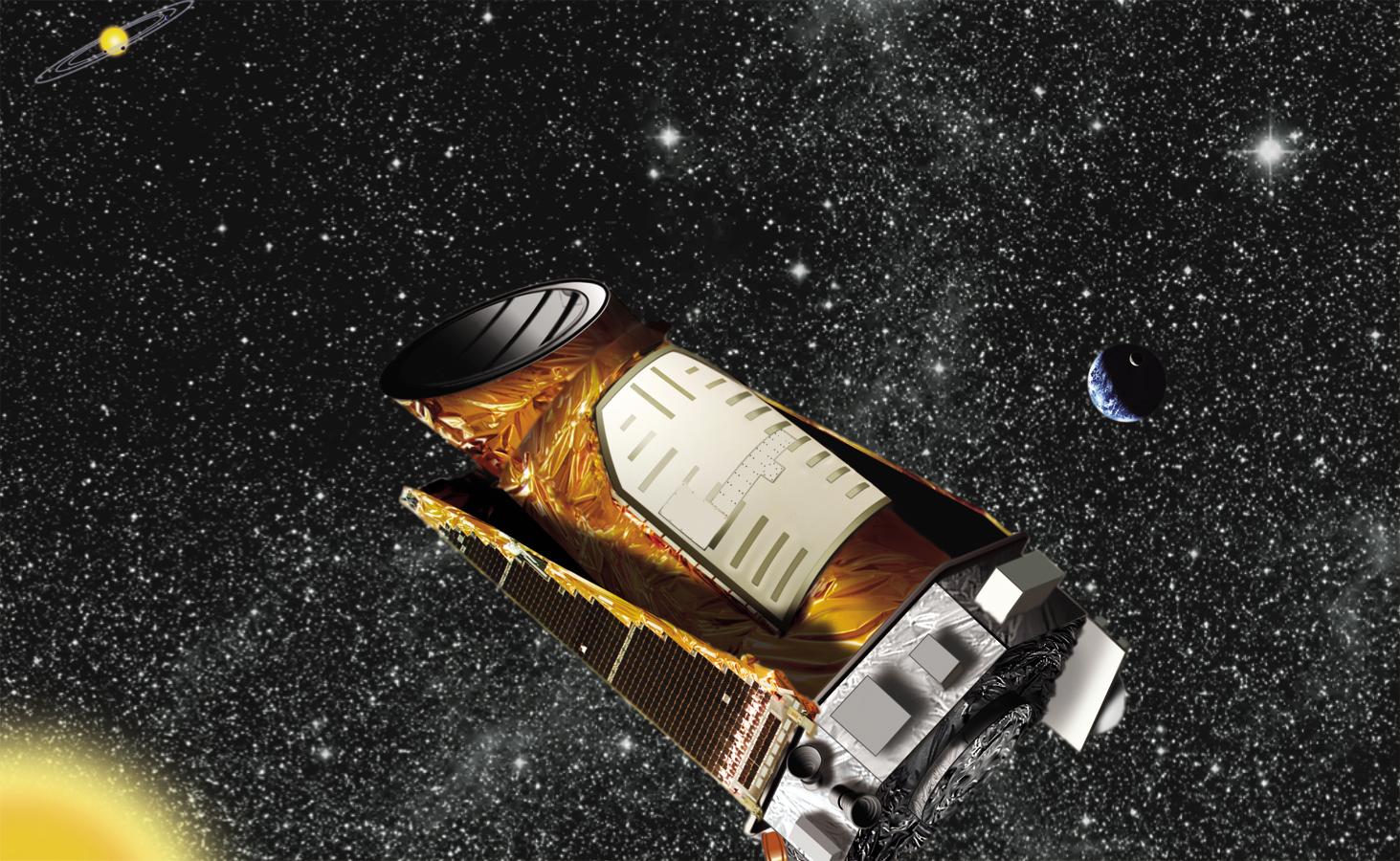 This artist concept shows NASA Kepler spacecraft.