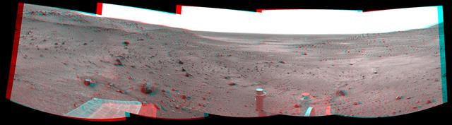 NASA image: New Record Five-Wheel Drive, Spirit Sol 1856 Stereo