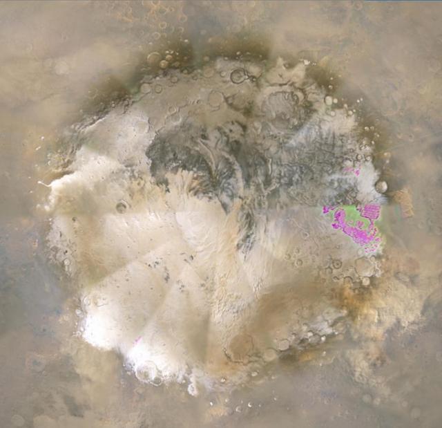 NASA image: Weather Movie, Mars South Polar Region, March-April 2009 Close-up View