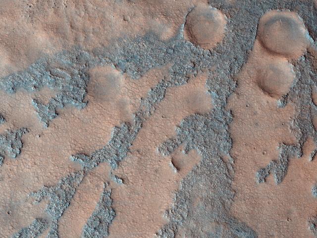 NASA image: Branched Features on the Floor of Antoniadni Crater