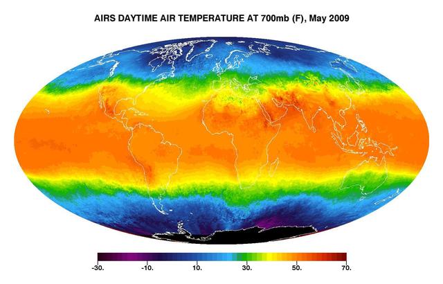 NASA image: Global Daytime Air Temperature for May 2009