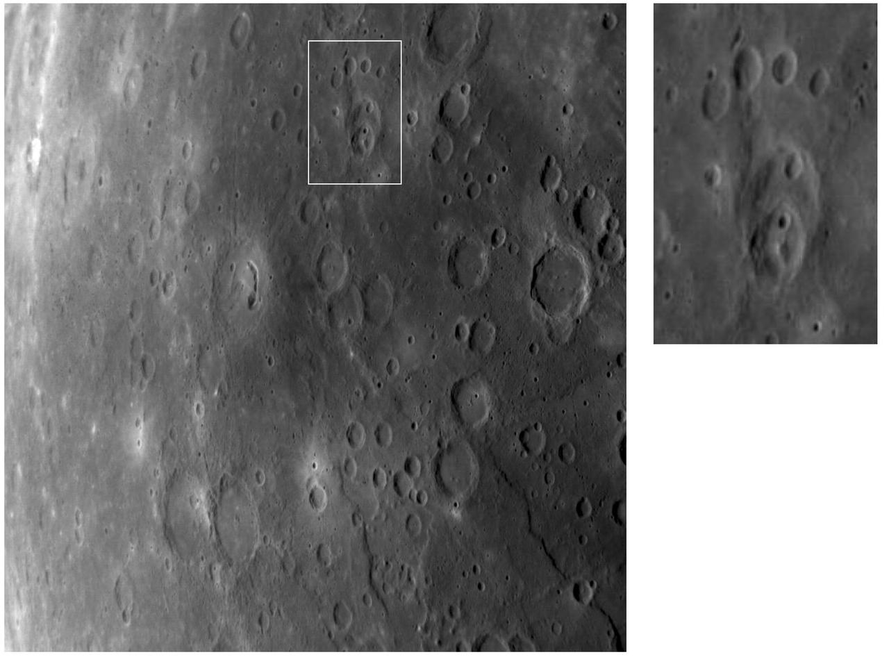 Mercury Cratered Surface and the Paw