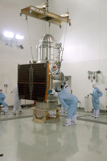 NASA image: NASA WISE Spacecraft Lifted from Work Stand