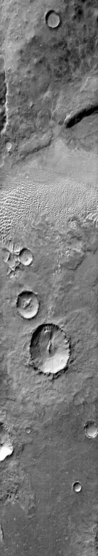 NASA 2001 Mars Odyssey infrared image shows a group of dunes in Aonia Terra.