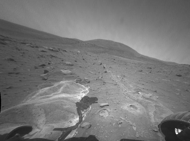 NASA Mars Exploration Rover Spirit looks toward the northwest and shows some of the targets examined by Spirit after the rover became embedded at this site.