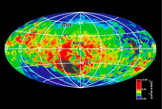 NASA Cassini spacecraft created this image of the bubble around our solar system based on emissions of particles known as energetic neutral atoms.