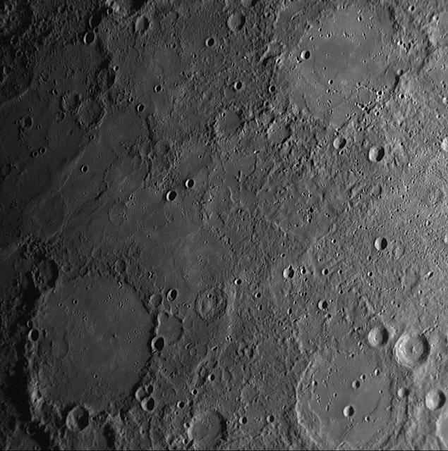 Impact craters and basins on Mercury are named for deceased artists, musicians, painters, and authors who have made outstanding contributions to their fields in this image taken by NASA MESSENGER.