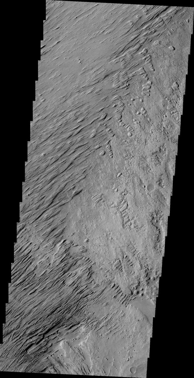 This image of Zephyria Planum, taken by NASA 2001 Mars Odyssey spacecraft, shows wind eroded yardangs.