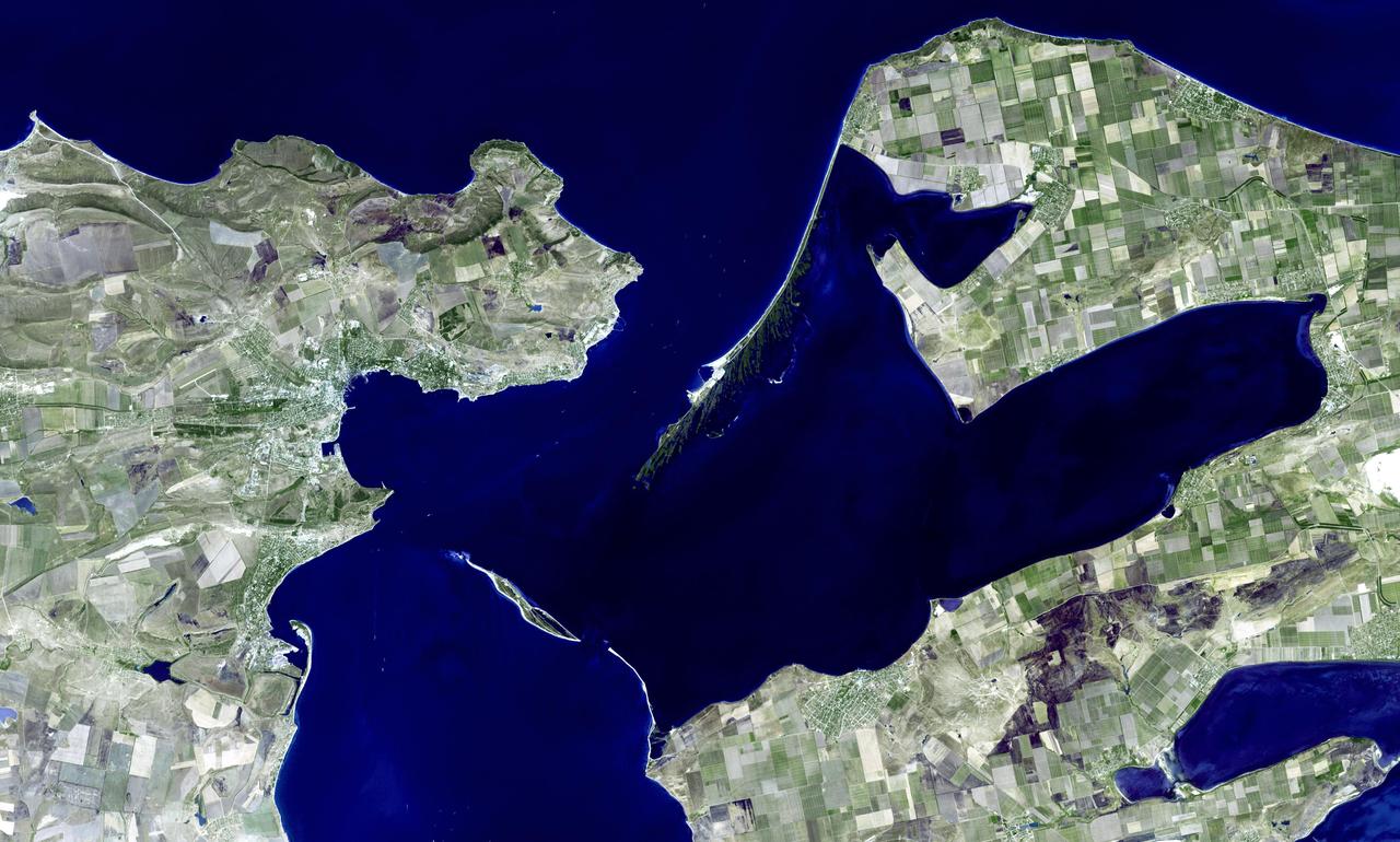 This image, from NASA Advanced Spaceborne Thermal Emission and Reflection Radiometer instrument aboard Terra, shows Kerch, one of the most ancient cities of the Ukraine.