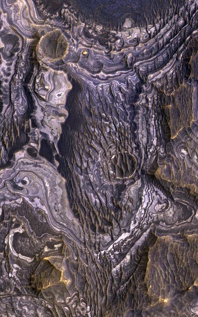 NASA image: Bright Layered Deposits with Clues of Acidic Water