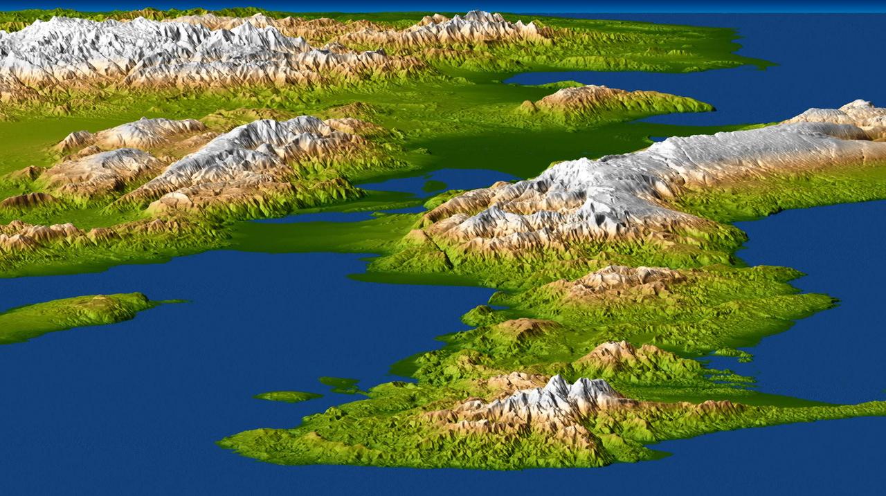 This image, produced from instrument data aboard NASA Space Shuttle Endeavour, is a perspective view of the topography of Port-au-Prince, Haiti where a magnitude 7.0 earthquake occurred on January 12, 2010.