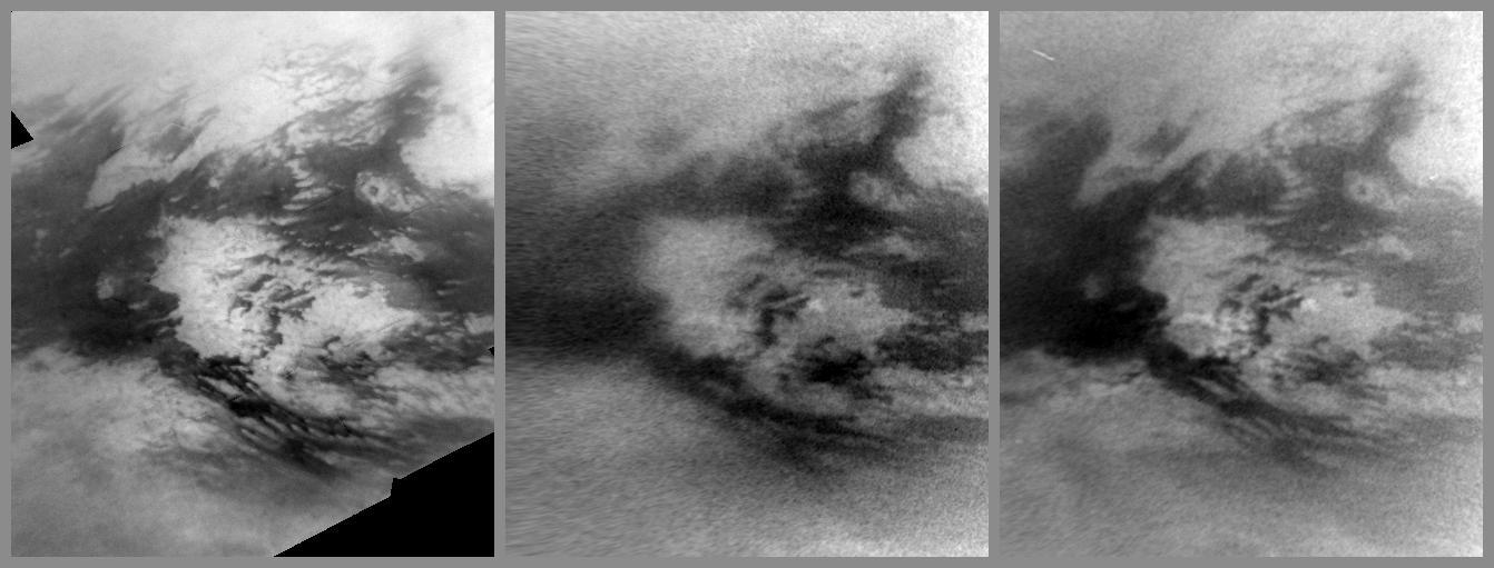 Images from NASA Cassini spacecraft show changes caused by methane rain in the bright Adiri region near the equator of Saturn largest moon, Titan.