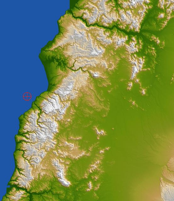 NASA image: Coastal Chile Shaded Relief View