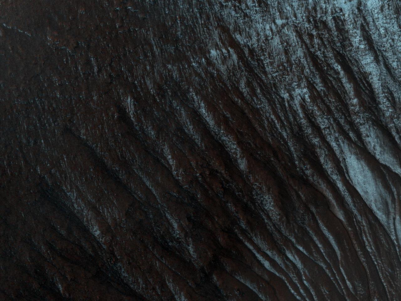 This image from NASA Mars Reconnaissance Orbiter shows part of an unnamed crater, itself located inside the much larger Newton Crater, in Terra Sirenum. Original release date March 3, 2010.