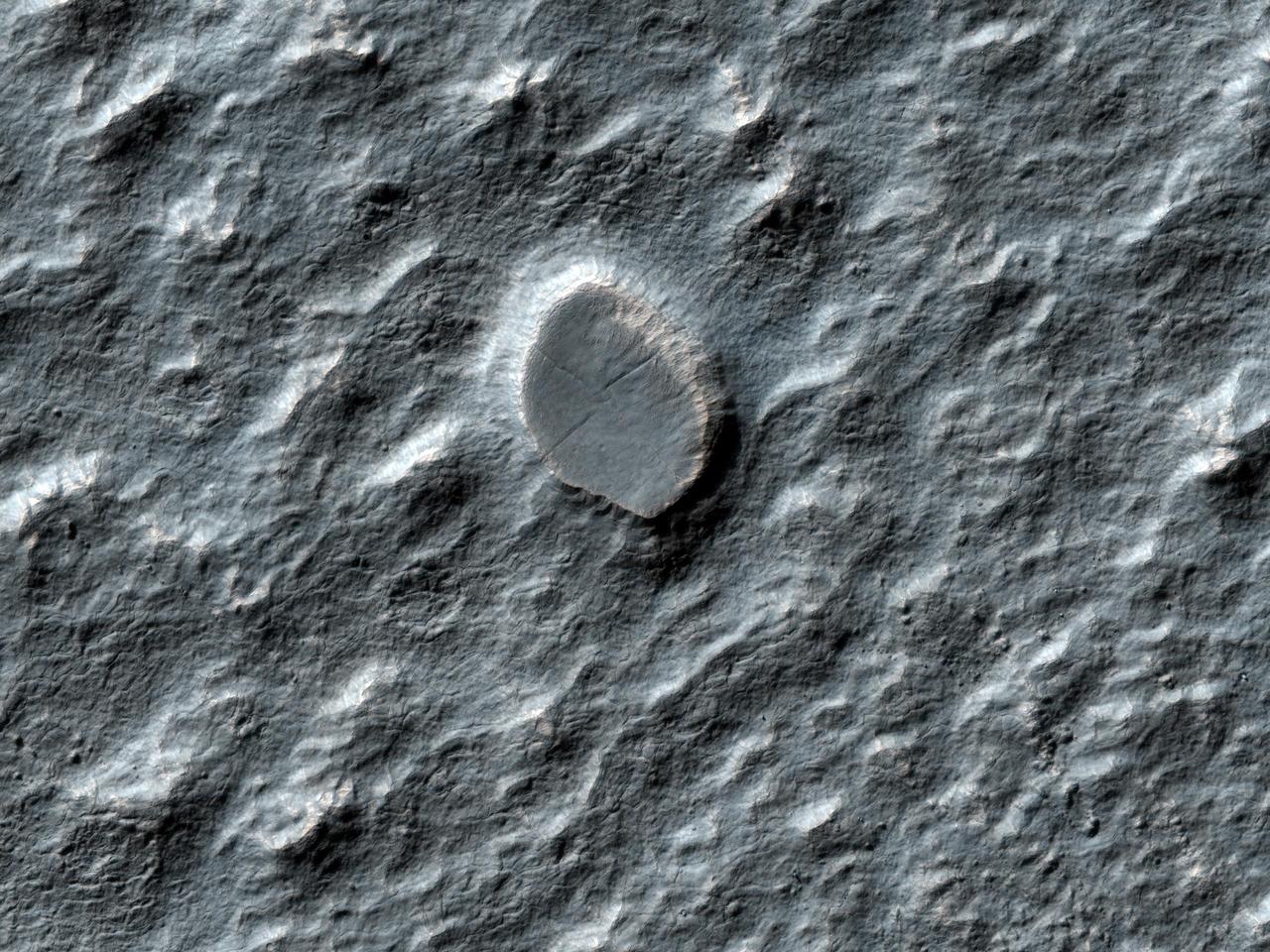This image from NASA Mars Reconnaissance Orbiter shows a swath of a debris apron east of Hellas Basin. Features like this are often found surrounding isolated mountains in this area. Original release date March 3, 2010.