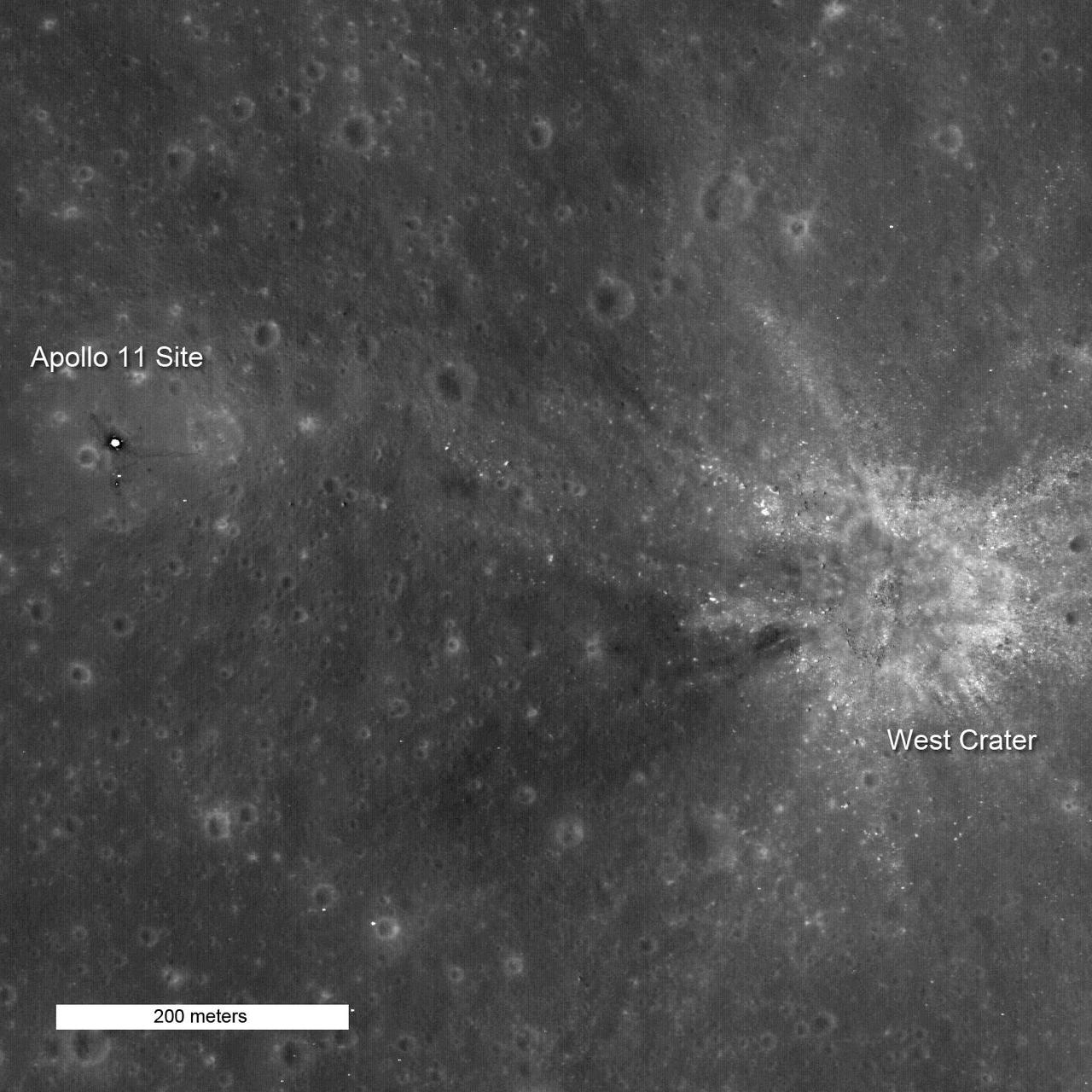 NASA Lunar Reconnaissance Orbiter captures high noon at Tranquility Base.