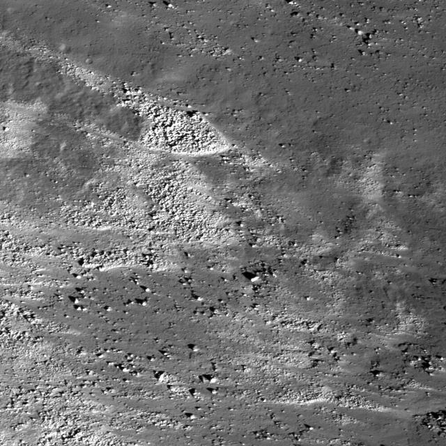 This image taken by NASA Lunar Reconnaissance Orbiter shows the slopes of the Vallis SchrÃ¶teri, Cobra Head are boulder-rich and display albedo variations -- bright to dark.