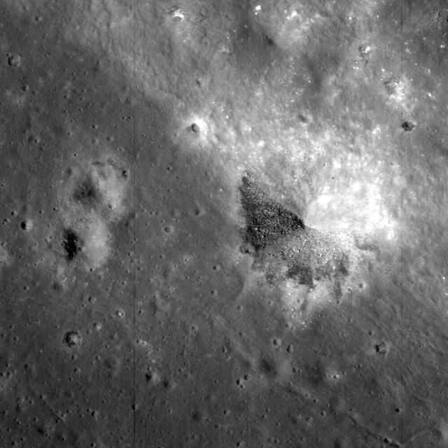 NASA Lunar Reconnaissance Orbiter looks near the northeast edge of the unusually large melt pond adjacent to the lunar far side crater King.