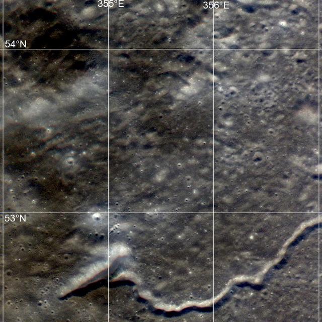 This image taken by NASA Lunar Reconnaissance Orbiter shows a wide variety of geologic features on northwest of Plato crater.