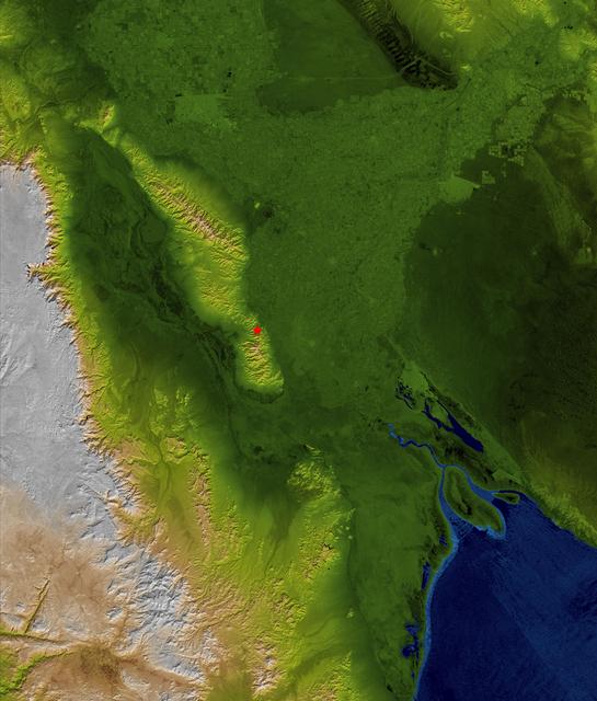 NASA image: Baja Earthquake, Radar Image and Colored Height