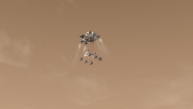 NASA image: Critical Step in Next Mars Rover Landing Artist Concept