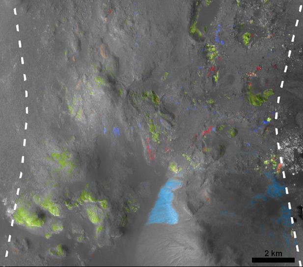 This view of Stokes Crater is a mosaic of images taken by NASA Mars Reconnaissance Orbiter and ESA Mars Express showing at least one of the nine craters in the northern lowlands of Mars with exposures of hydrated minerals detected from orbit.