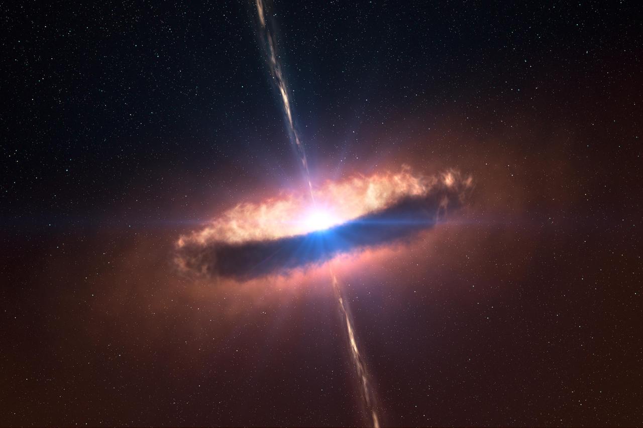 Astronomers have obtained the first clear look at a dusty disk closely encircling a massive baby star; this artist concept shows what such a massive disk might look like.