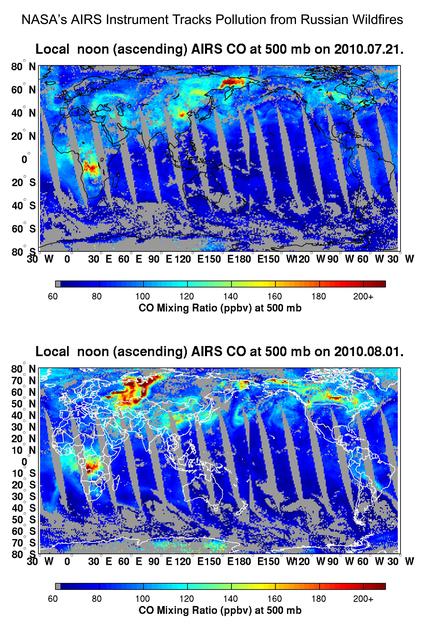 NASA image: NASA AIRS Instrument Tracks Pollution from Russian Wildfires