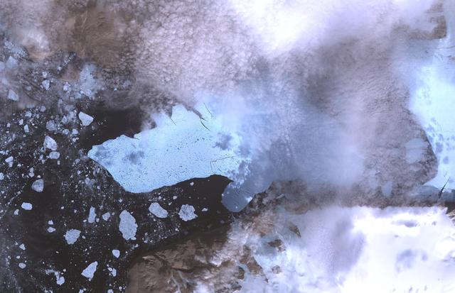 NASA image: ASTER Views Large Calving Event at Petermann Glacier, Greenland