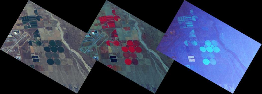 These three images are from NASA ER-2 aircraft which imaged the area around the Palmdale, Calif., airport during its first checkout flight on Oct. 7, 2010. For more details, go the Photojournal.